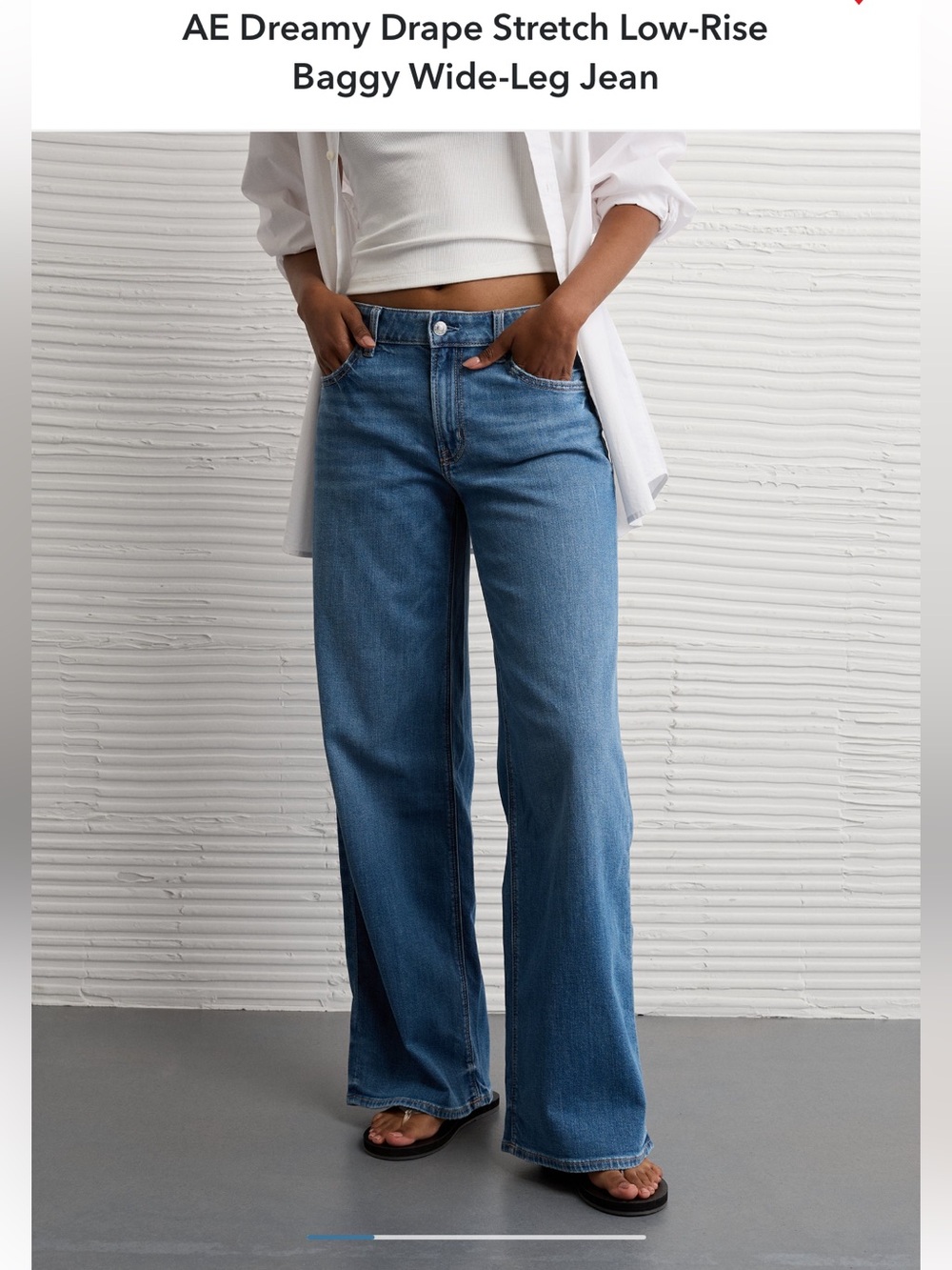 American Eagle Outfitters Medium Blue Low-Rise Baggy Wide-Leg Jeans